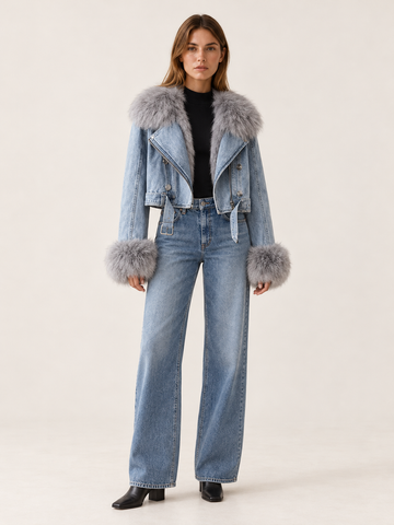 Avelora | Women's Cropped Denim Jacket Fall