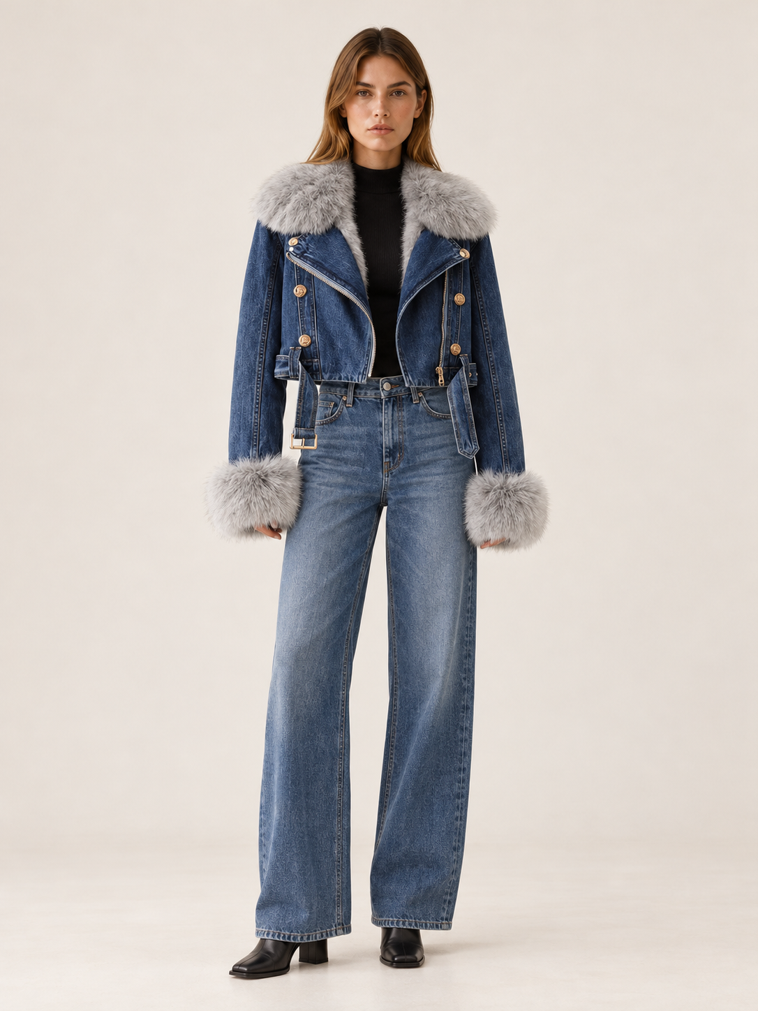 Avelora | Women's Cropped Denim Jacket Fall