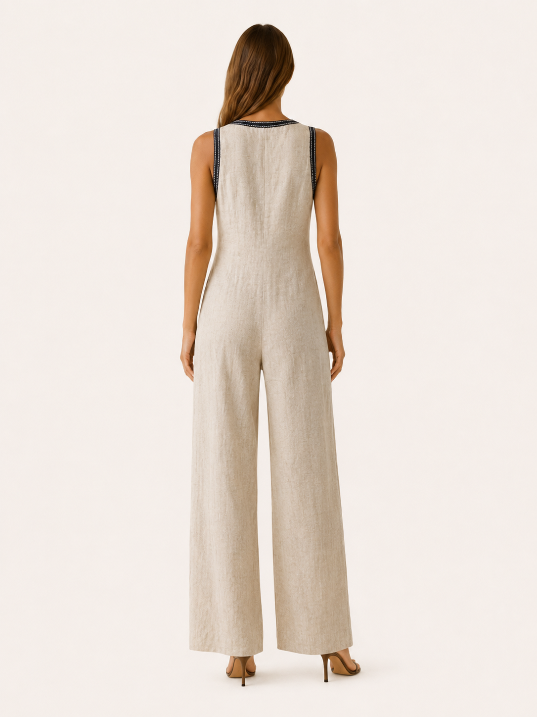 Avelyn | Embroidered Jumpsuit with V Neck Wide Leg Fit
