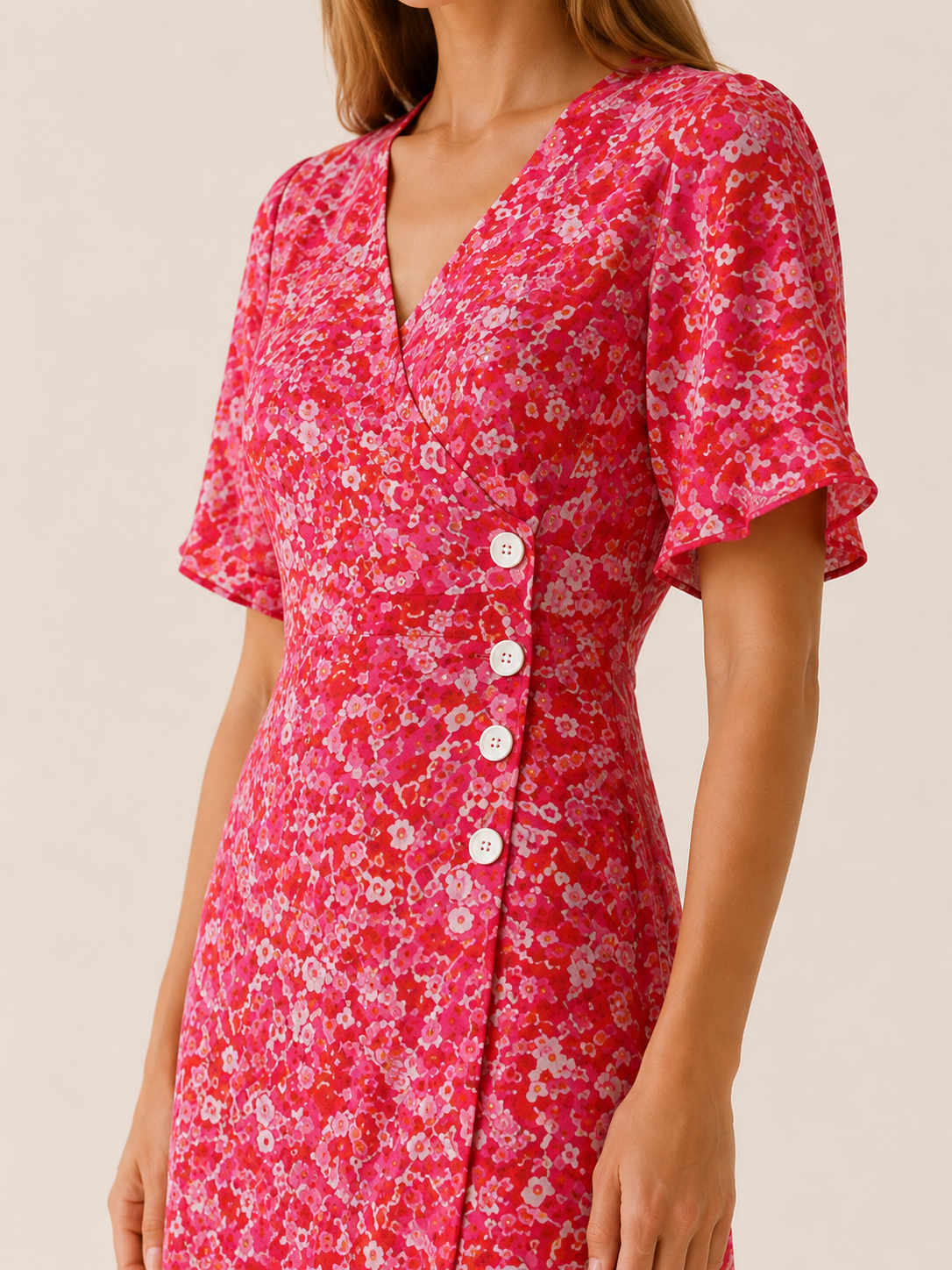 Aviana | Floral Midi Dress with Wrap Front