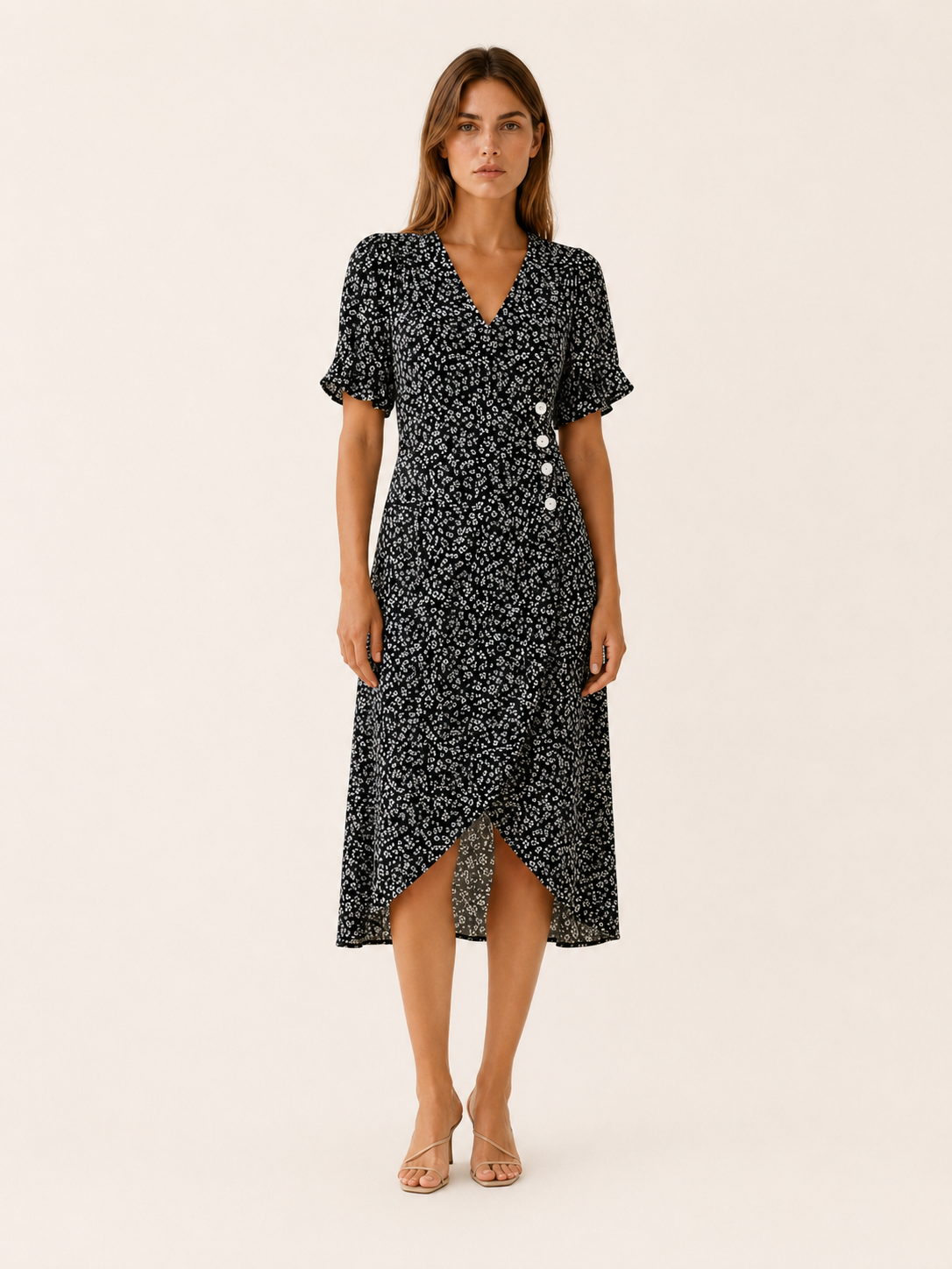 Aviana | Floral Midi Dress with Wrap Front