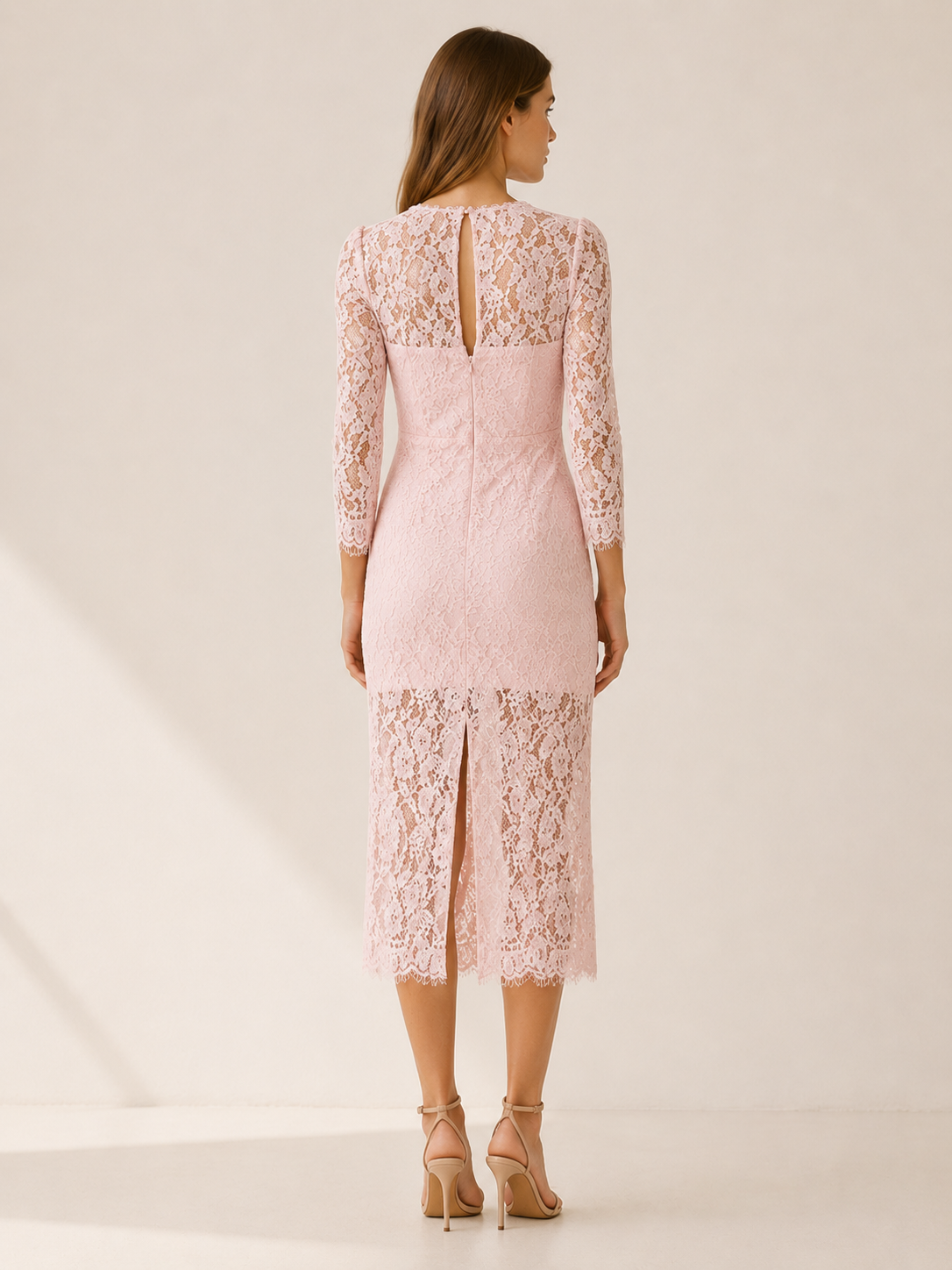Avina | Lace Midi Dress with Long Sleeves