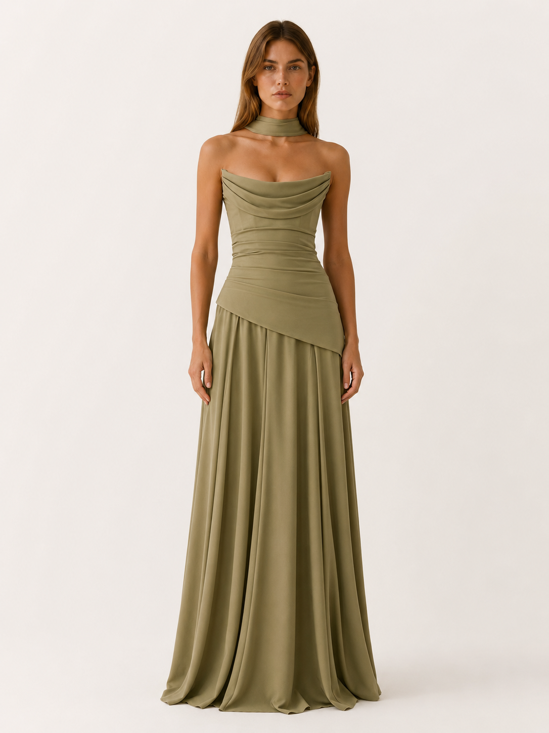 Aviva | Strapless Maxi Dress with Drape Detail