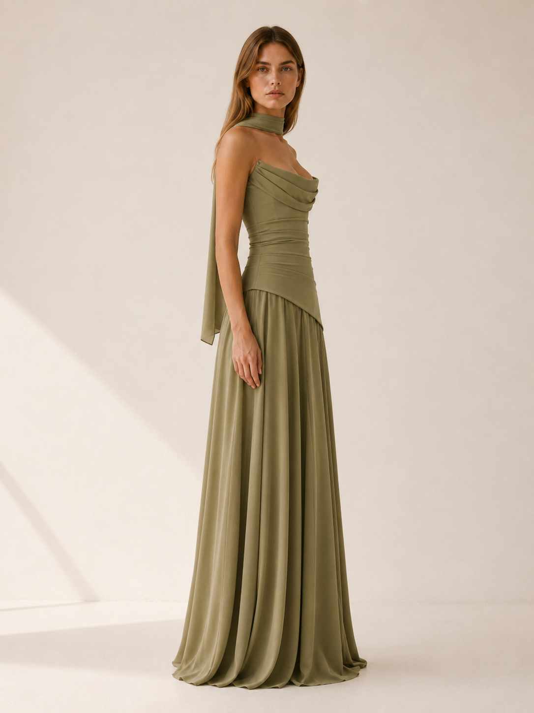 Aviva | Strapless Maxi Dress with Drape Detail