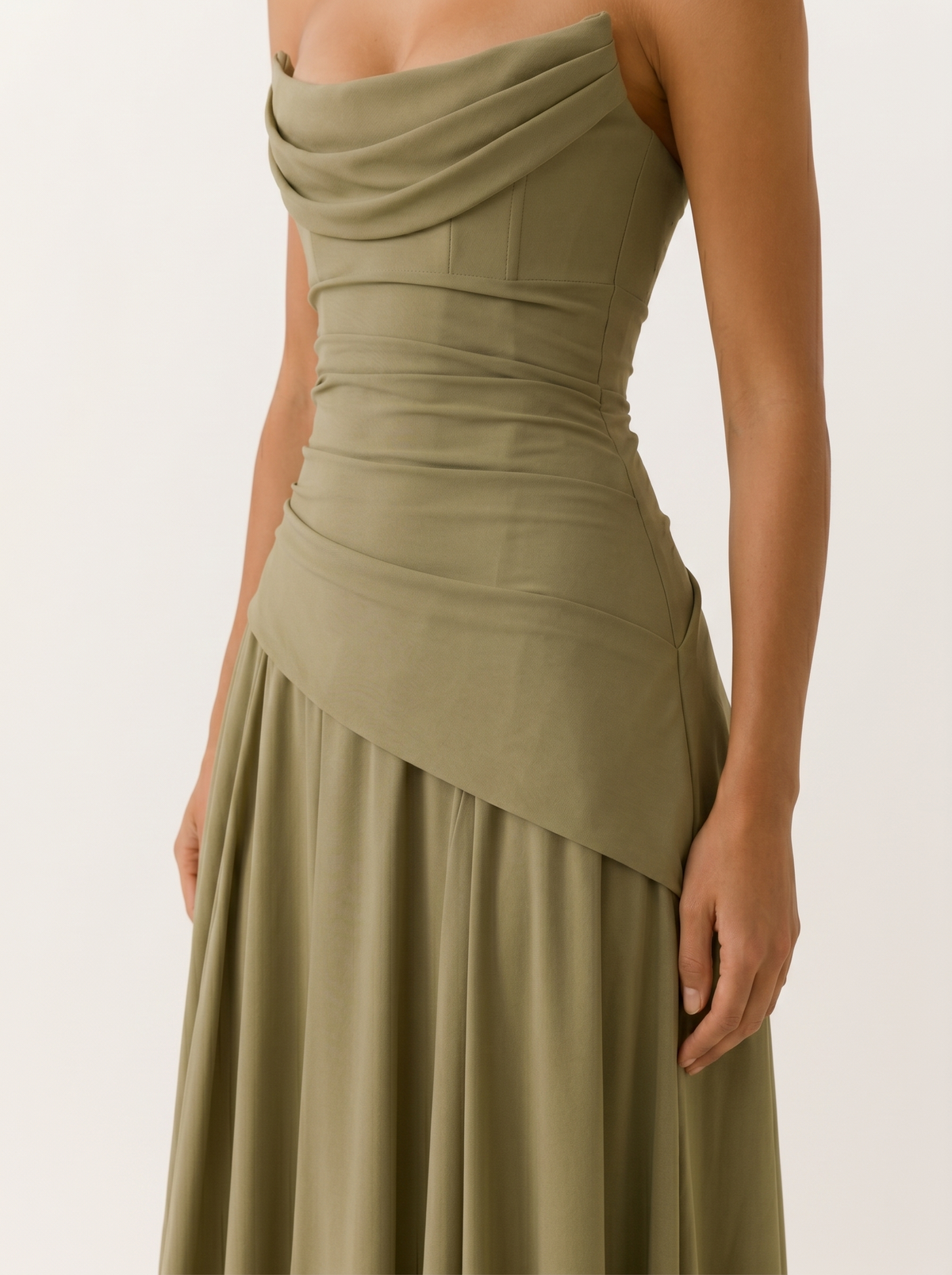 Aviva | Strapless Maxi Dress with Drape Detail