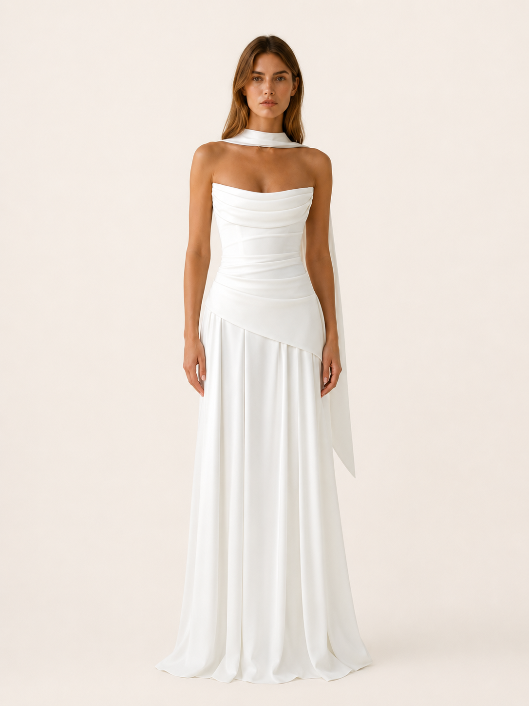 Aviva | Strapless Maxi Dress with Drape Detail