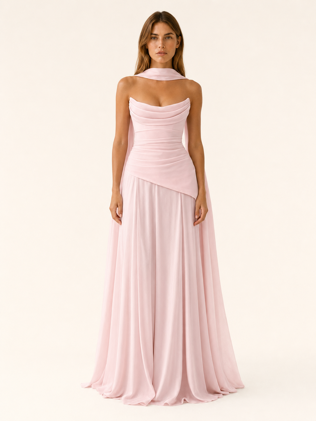 Aviva | Strapless Maxi Dress with Drape Detail