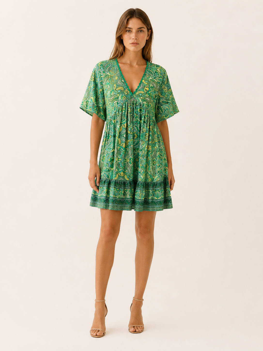 Avonlea | Boho Mini Dress with Paisley Print Summer Dress