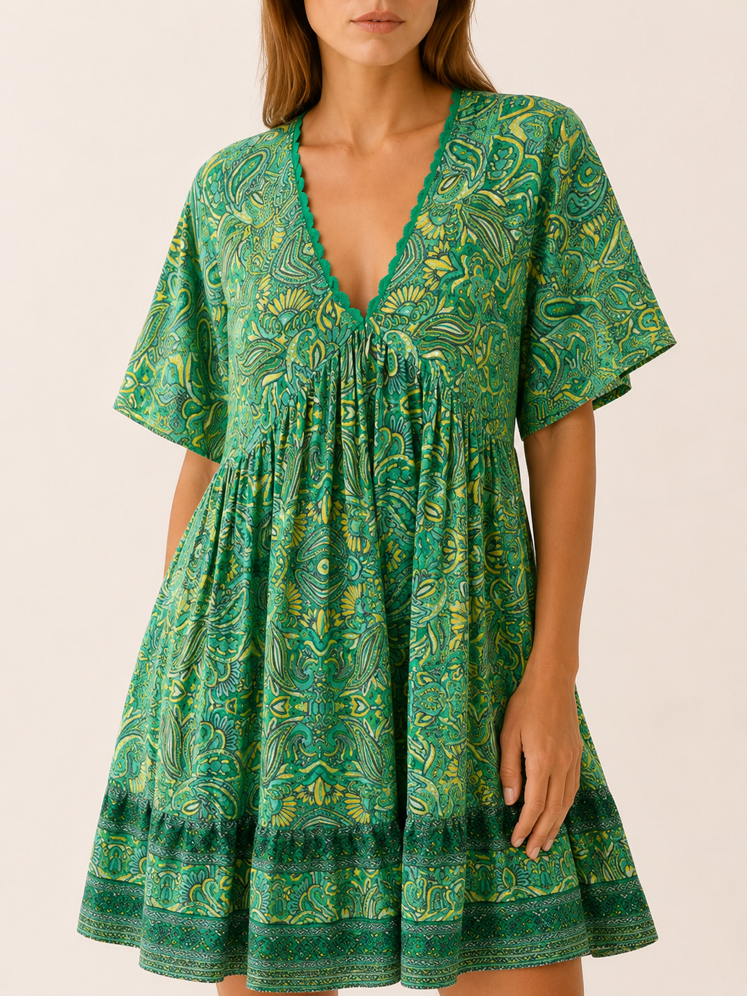 Avonlea | Boho Mini Dress with Paisley Print Summer Dress