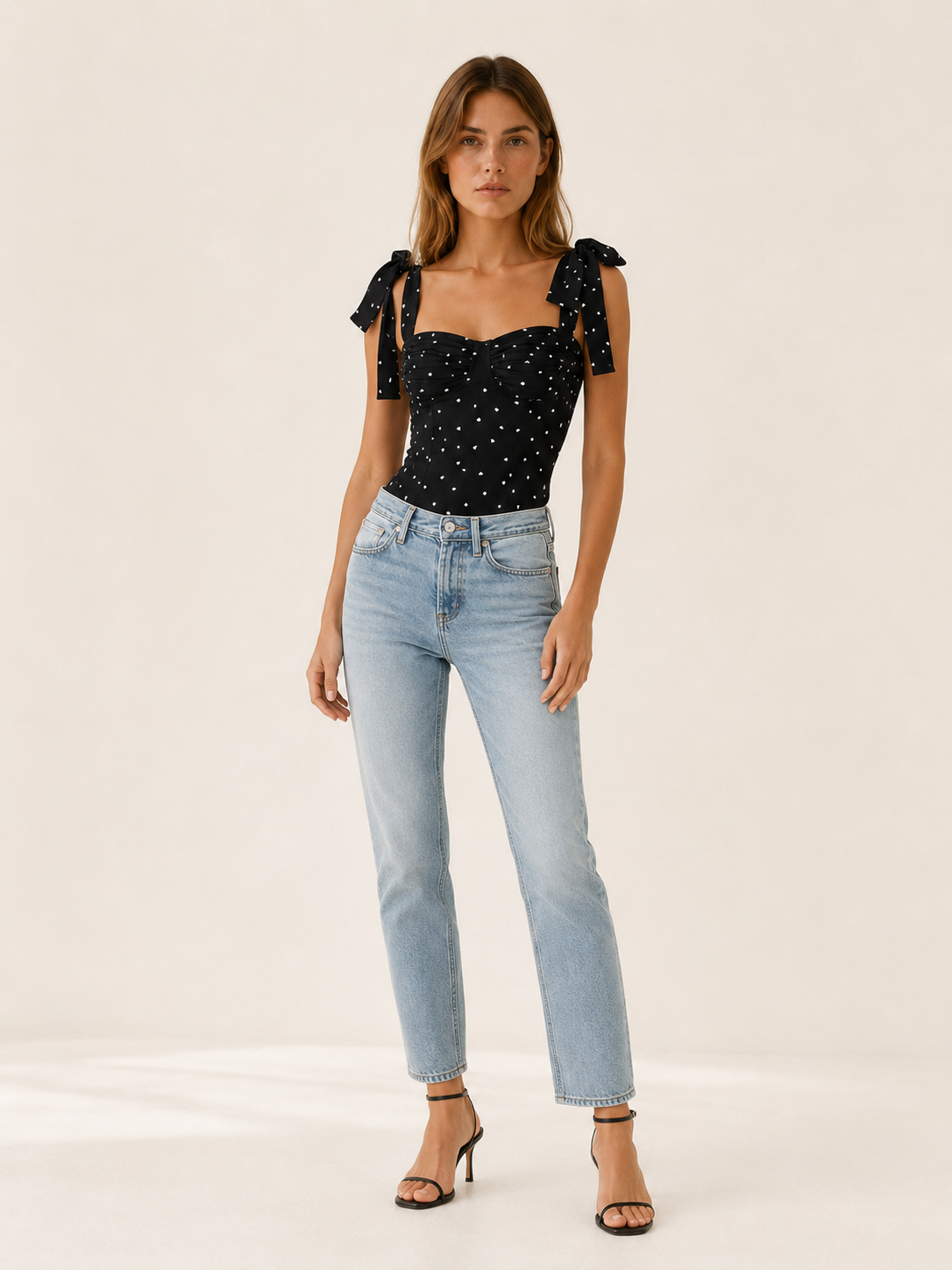 Beatrix | Tie Strap Summer Top with Ruched Front