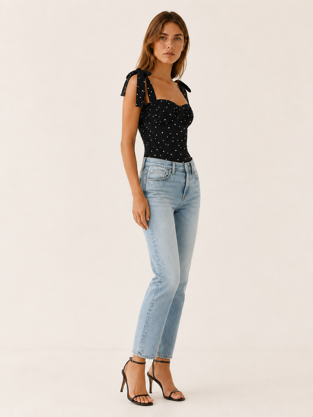 Beatrix | Tie Strap Summer Top with Ruched Front