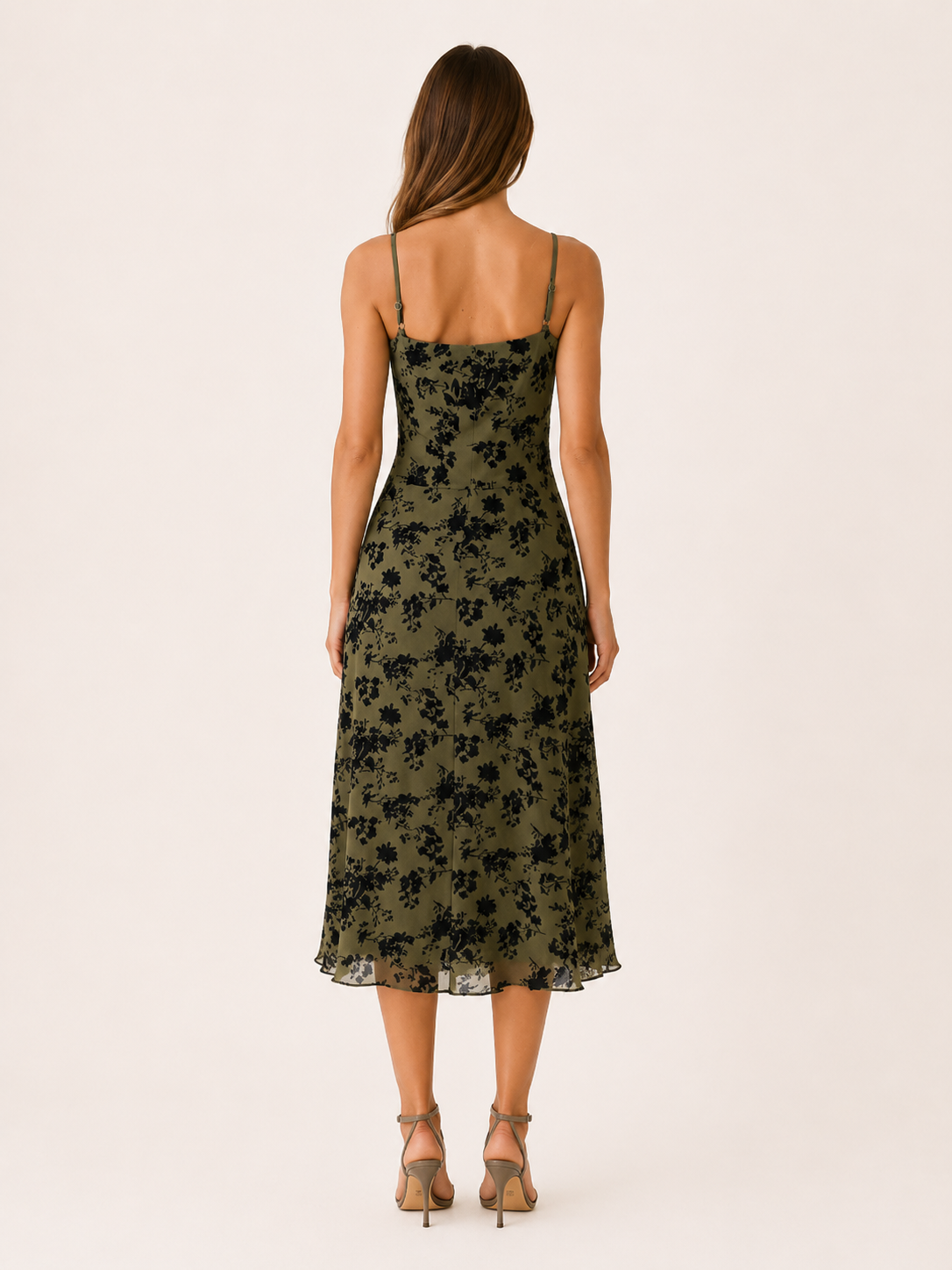 Bella | Floral Midi Dress with Square Neckline