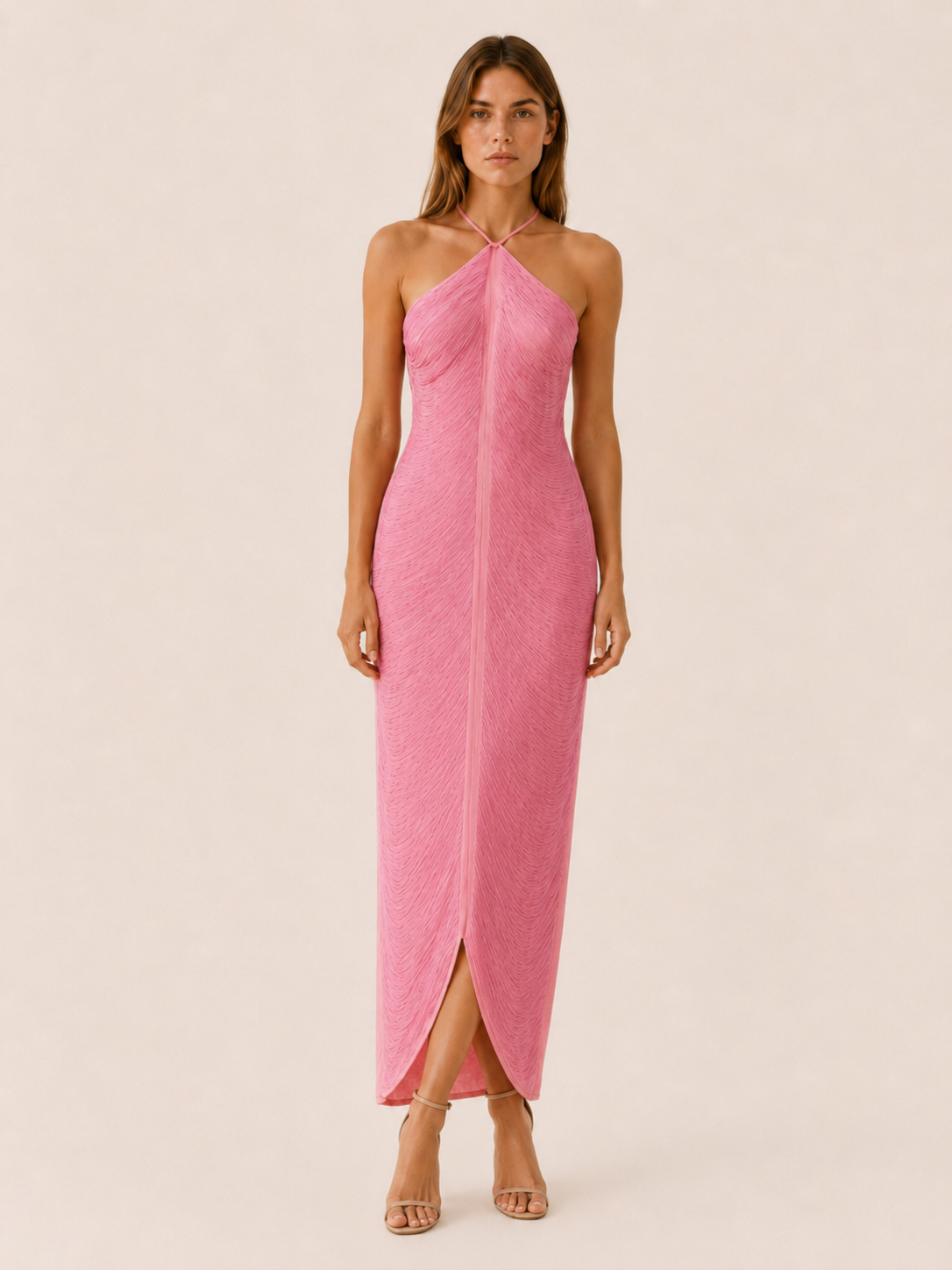 Bellamy | Fringe Maxi Dress with Halter Neck Evening Dress