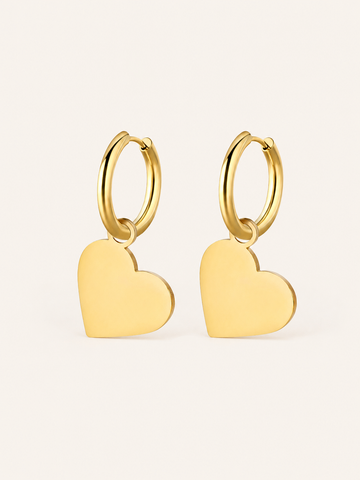 Beryl | Heart Hoop Earrings with Charm Detail