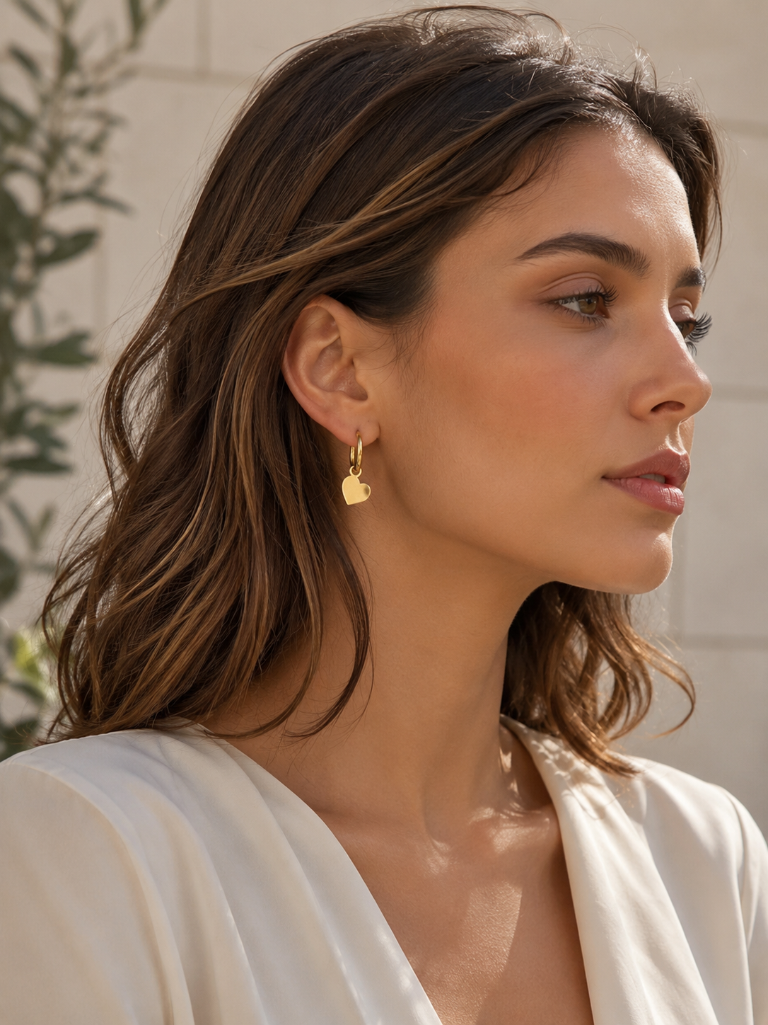 Beryl | Heart Hoop Earrings with Charm Detail
