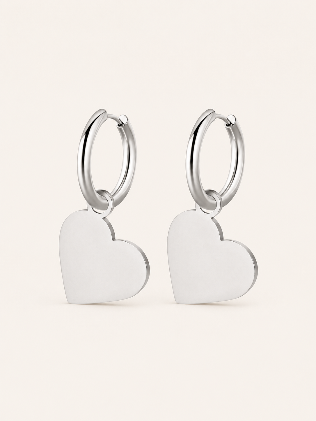 Beryl | Heart Hoop Earrings with Charm Detail
