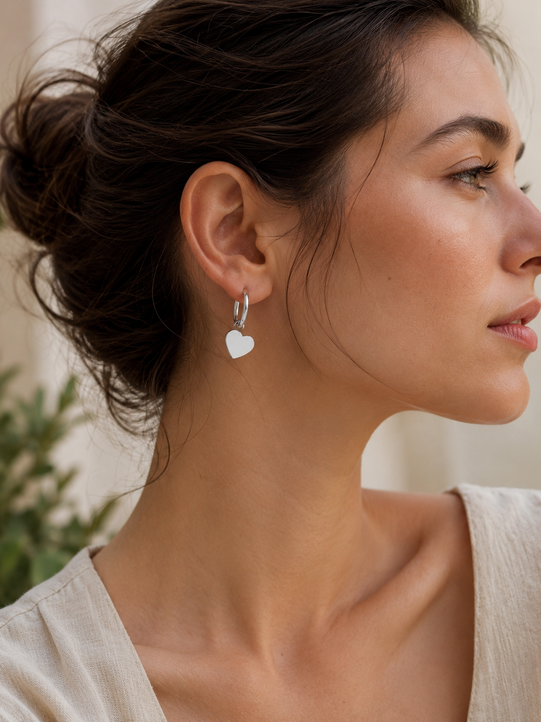 Beryl | Heart Hoop Earrings with Charm Detail