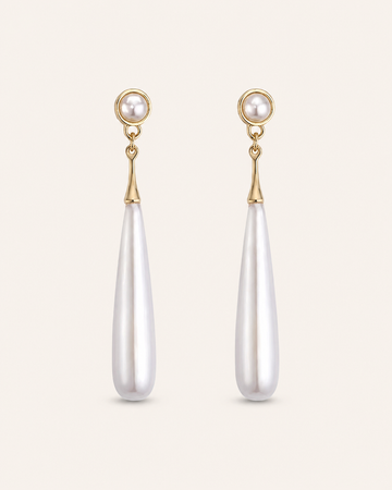 Bettina | Pearl Drop Earrings with Gold Detail