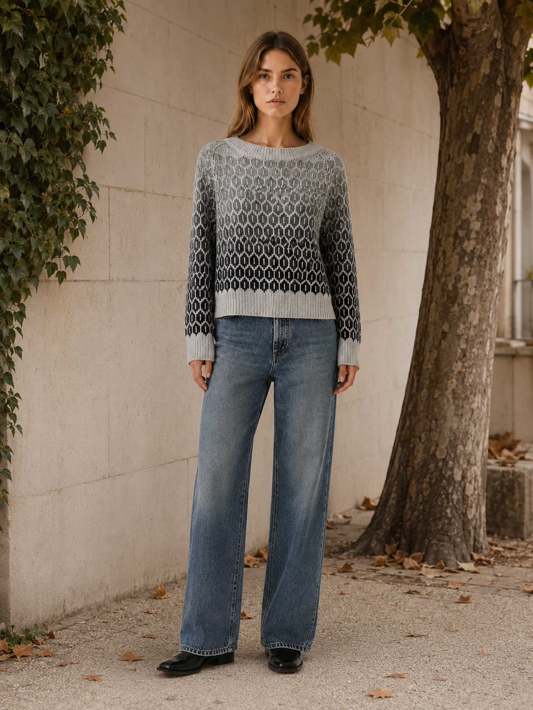 Bravienne | Fair Isle Jumper with Gradient Pattern and Relaxed Fit