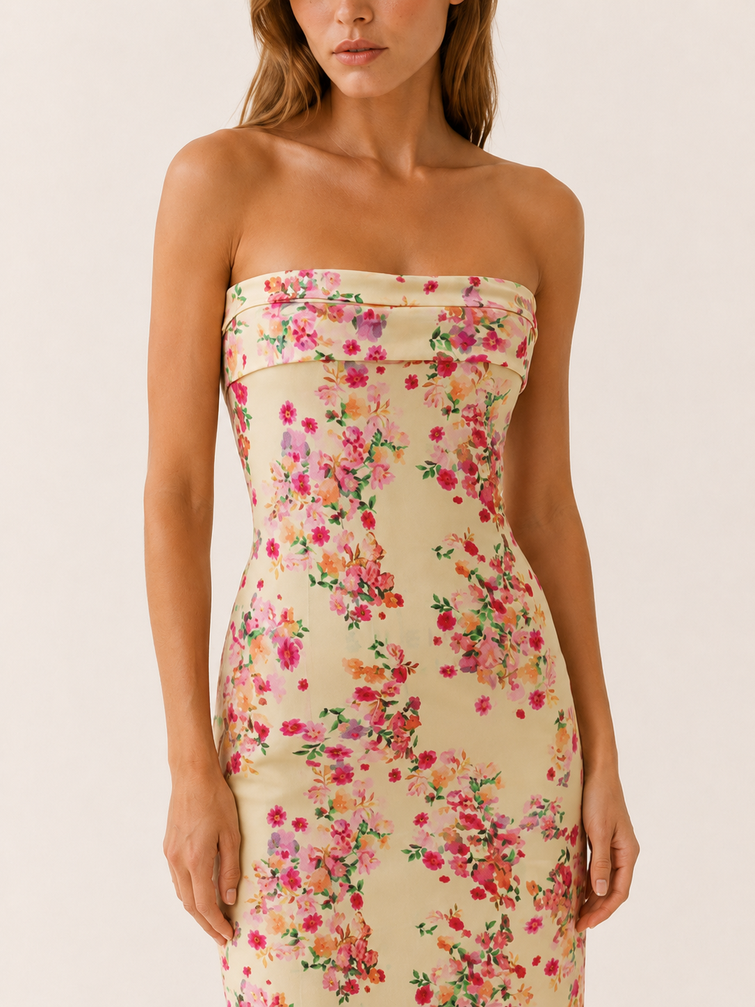 Brenley | Floral Maxi Dress with Strapless Neckline Summer Dress