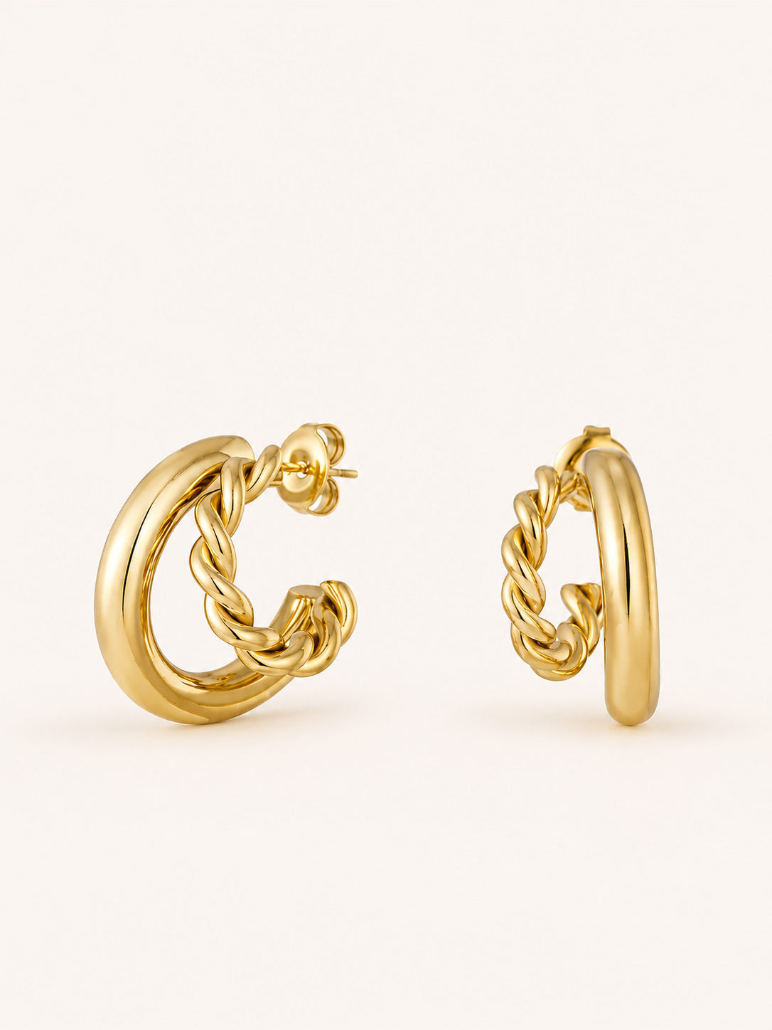 Briony | Braided Hoop Earrings with Polished Finish