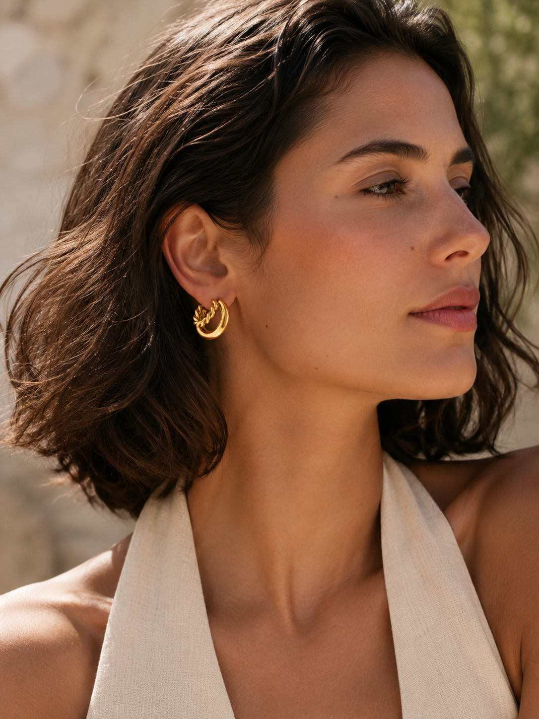 Briony | Braided Hoop Earrings with Polished Finish