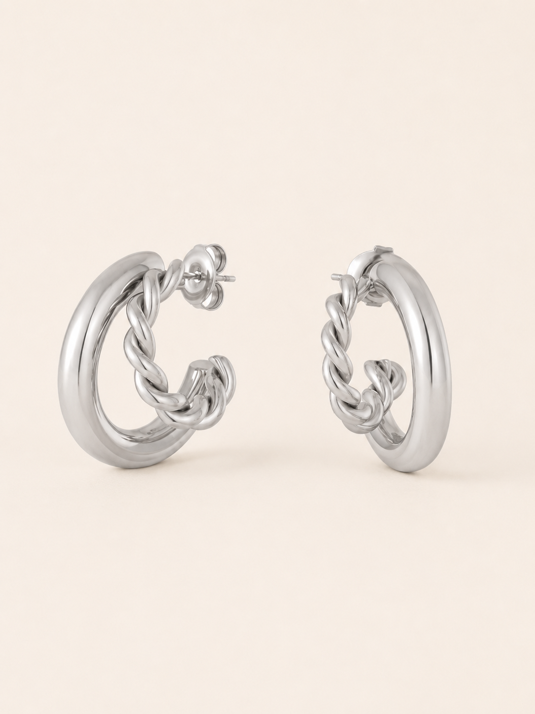 Briony | Braided Hoop Earrings with Polished Finish