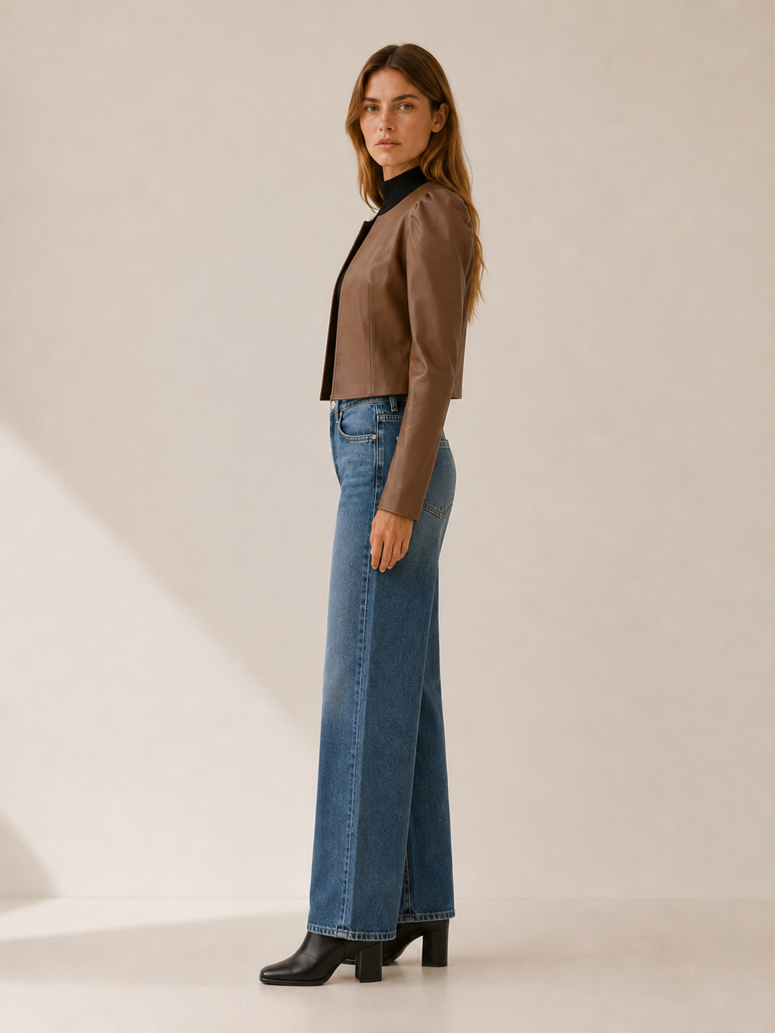 Briony | Cropped Jacket with Puff Sleeves and Open Front