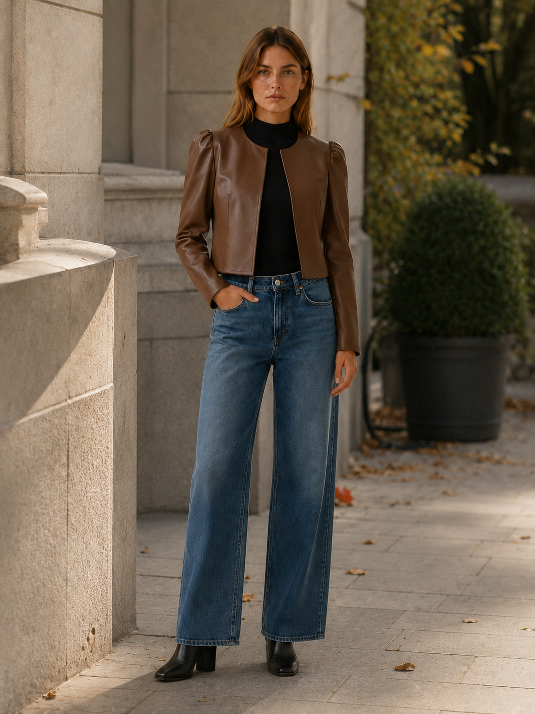 Briony | Cropped Jacket with Puff Sleeves and Open Front