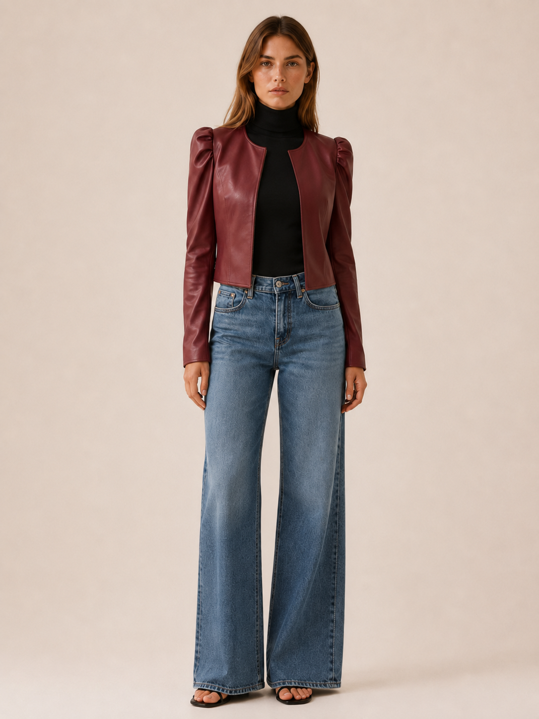 Briony | Cropped Jacket with Puff Sleeves and Open Front