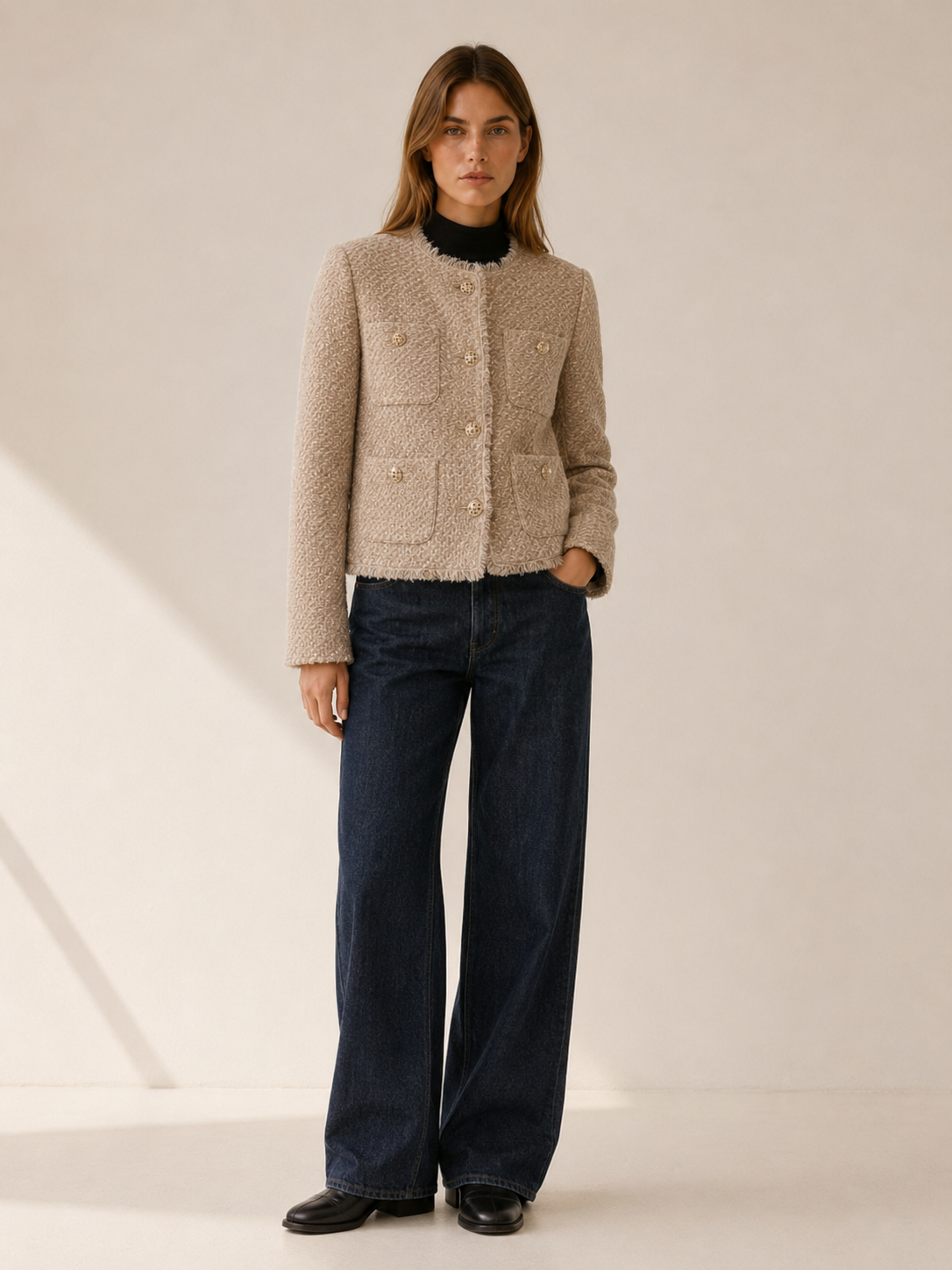 Bryony | Cropped Blazer with Button Front and Patch Pockets