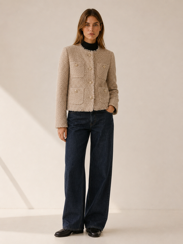 Bryony | Cropped Blazer with Button Front and Patch Pockets