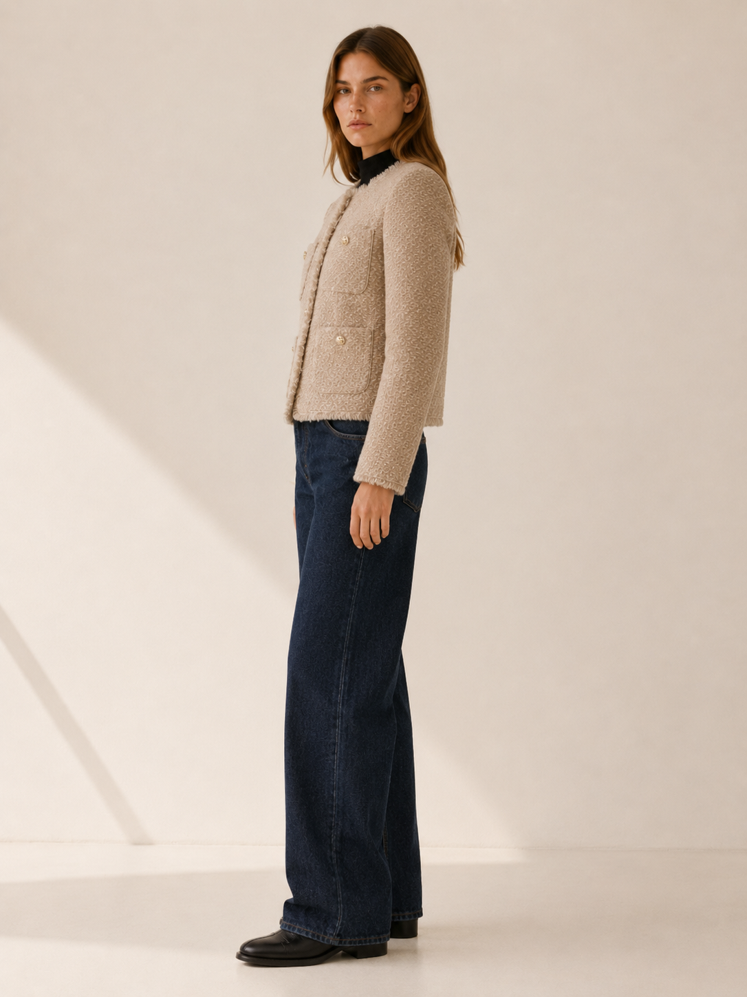 Bryony | Cropped Blazer with Button Front and Patch Pockets