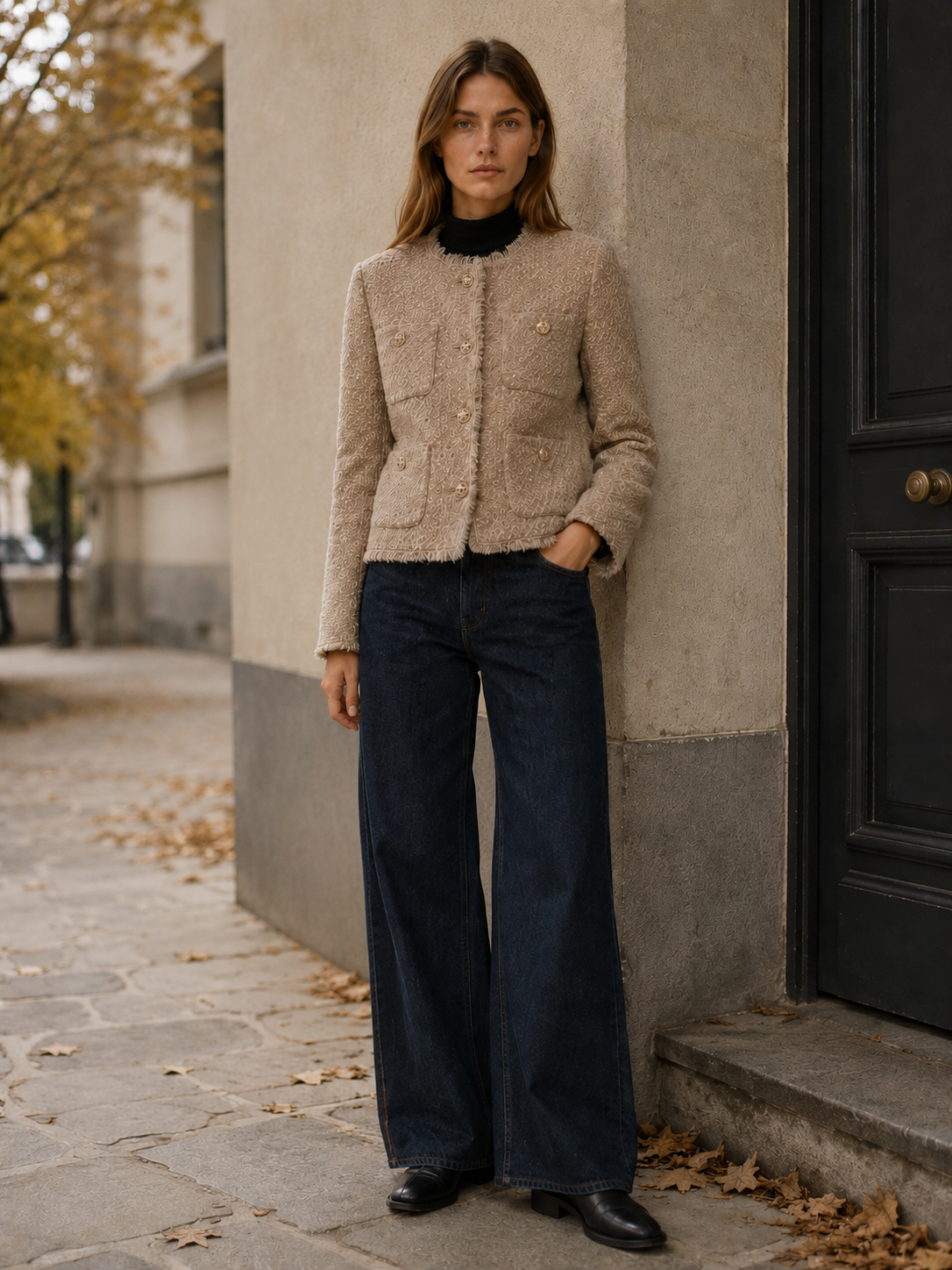 Bryony | Cropped Blazer with Button Front and Patch Pockets