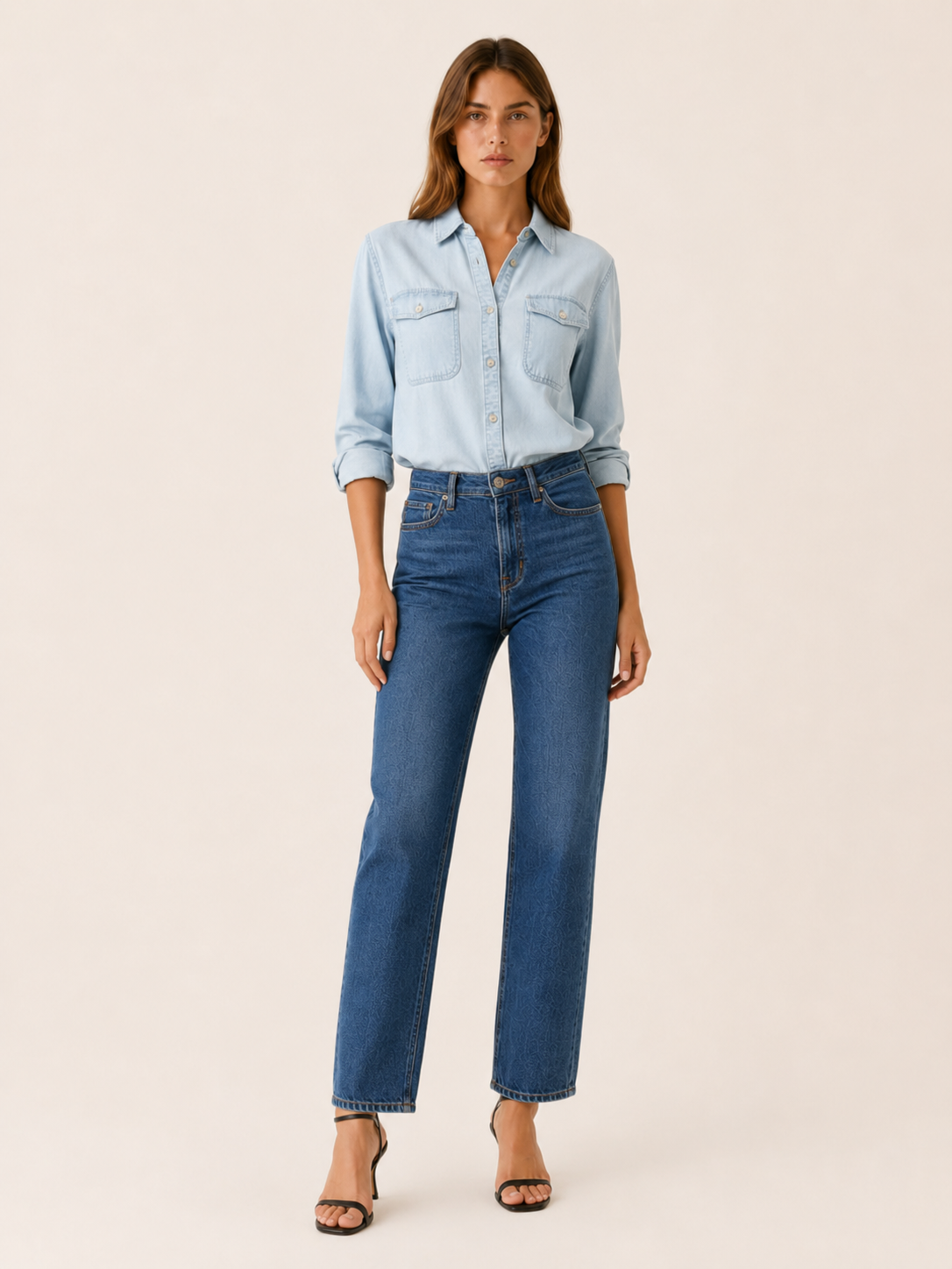 Calliope | Denim Shirt with Button Front and Chest Pockets