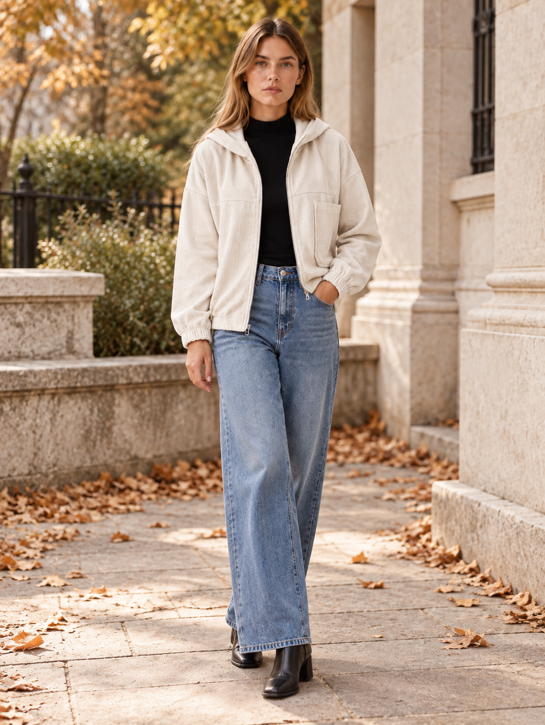 Carmen | Women's Hooded Corduroy Jacket Fall