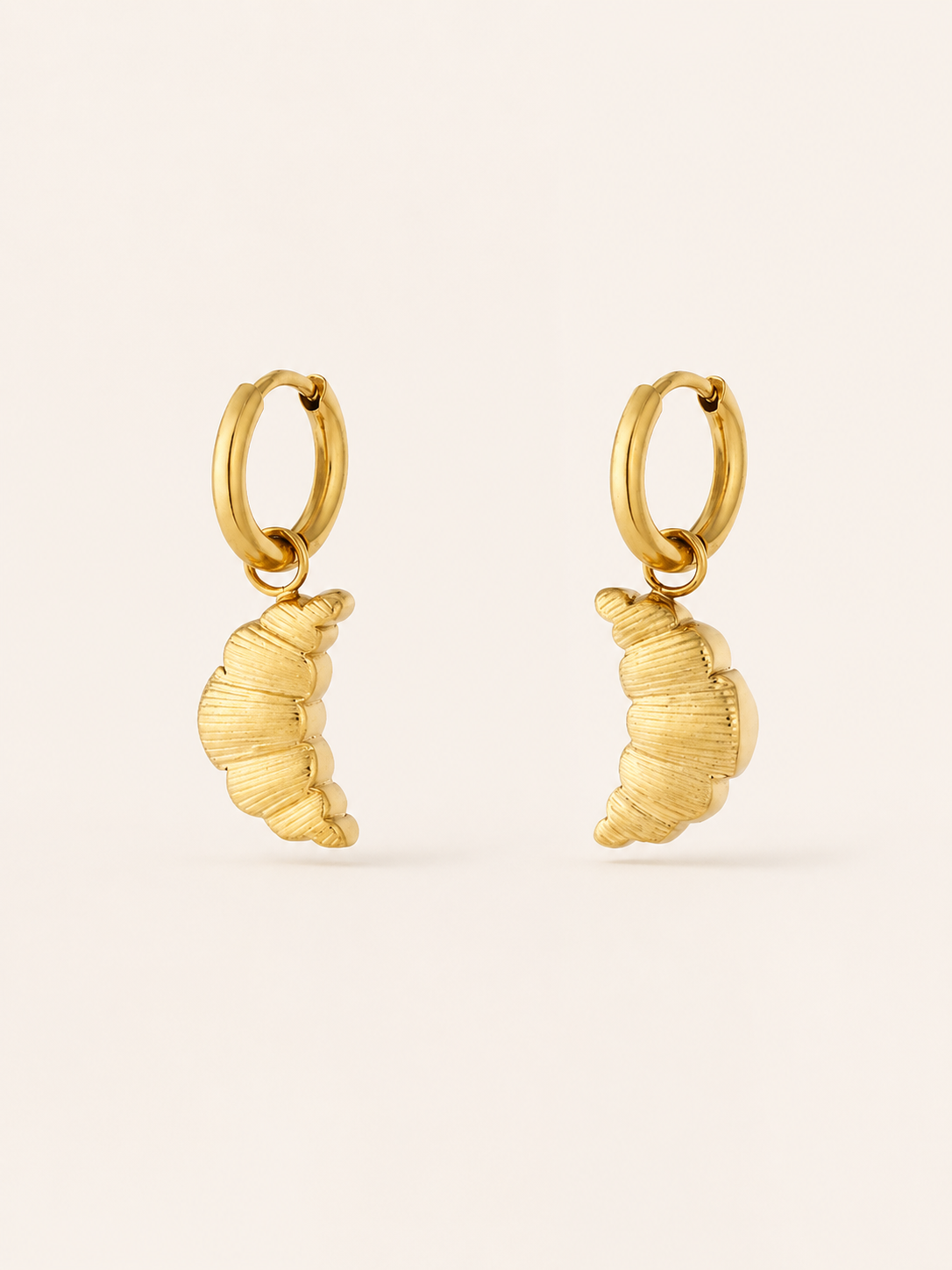 Carys | Croissant Hoop Earrings with Charm Detail