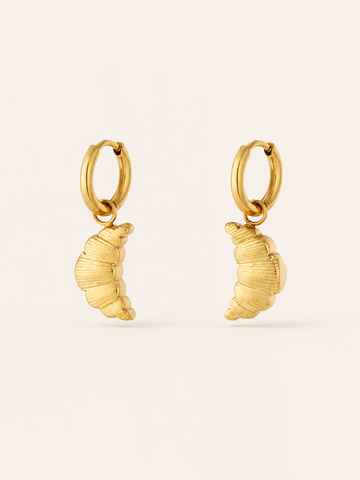Carys | Croissant Hoop Earrings with Charm Detail