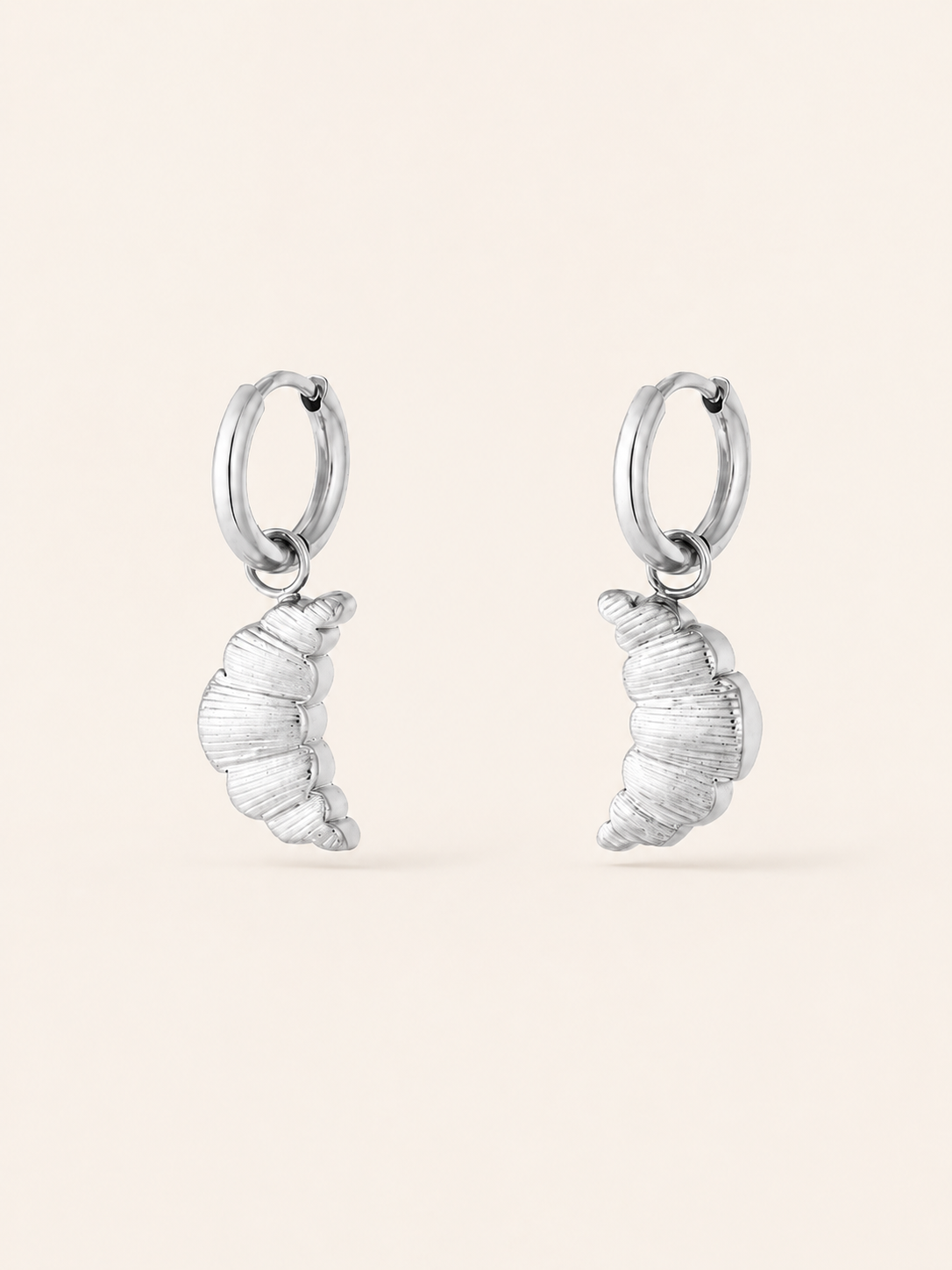 Carys | Croissant Hoop Earrings with Charm Detail
