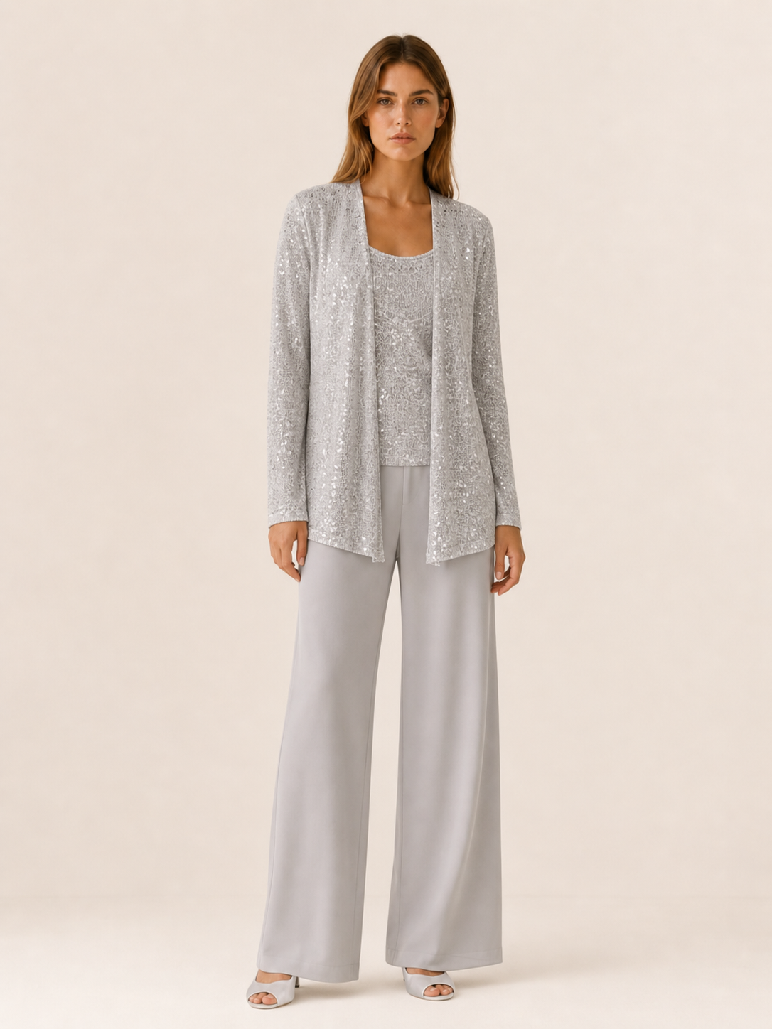 Caterina | Three Piece Trouser Suit with Lace Jacket