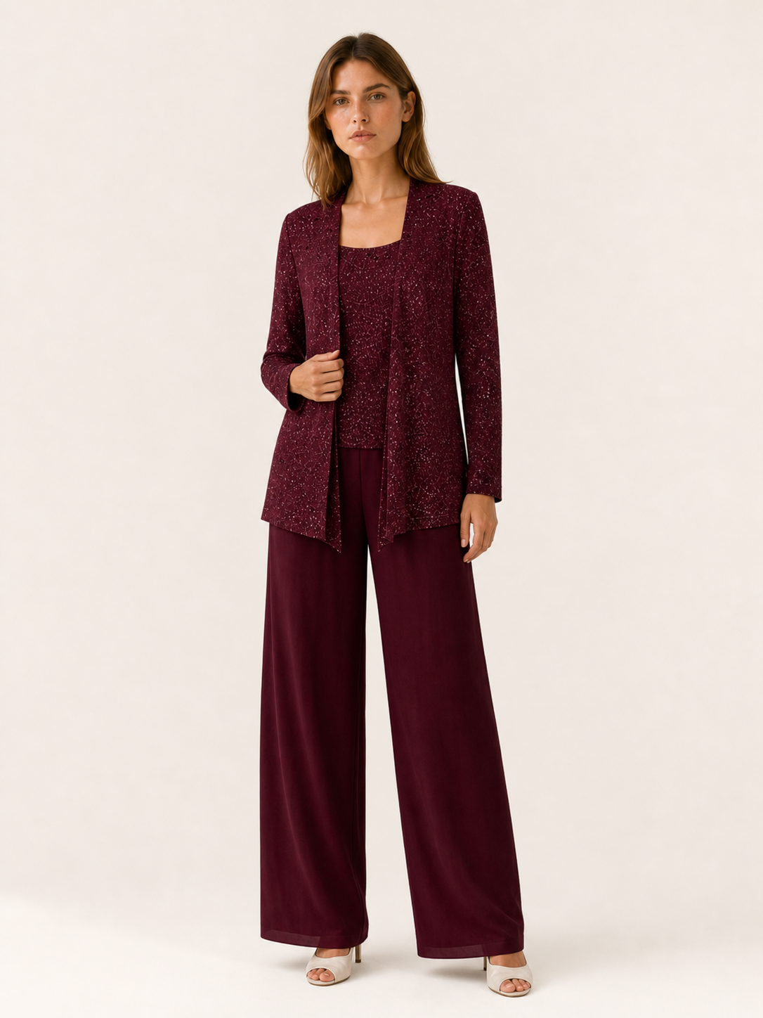 Caterina | Three Piece Trouser Suit with Lace Jacket