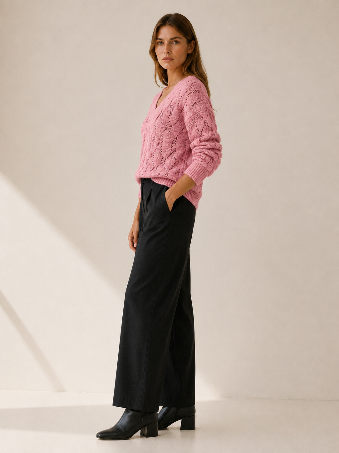 Catriona | V-Neck Sweater with Openwork Detail