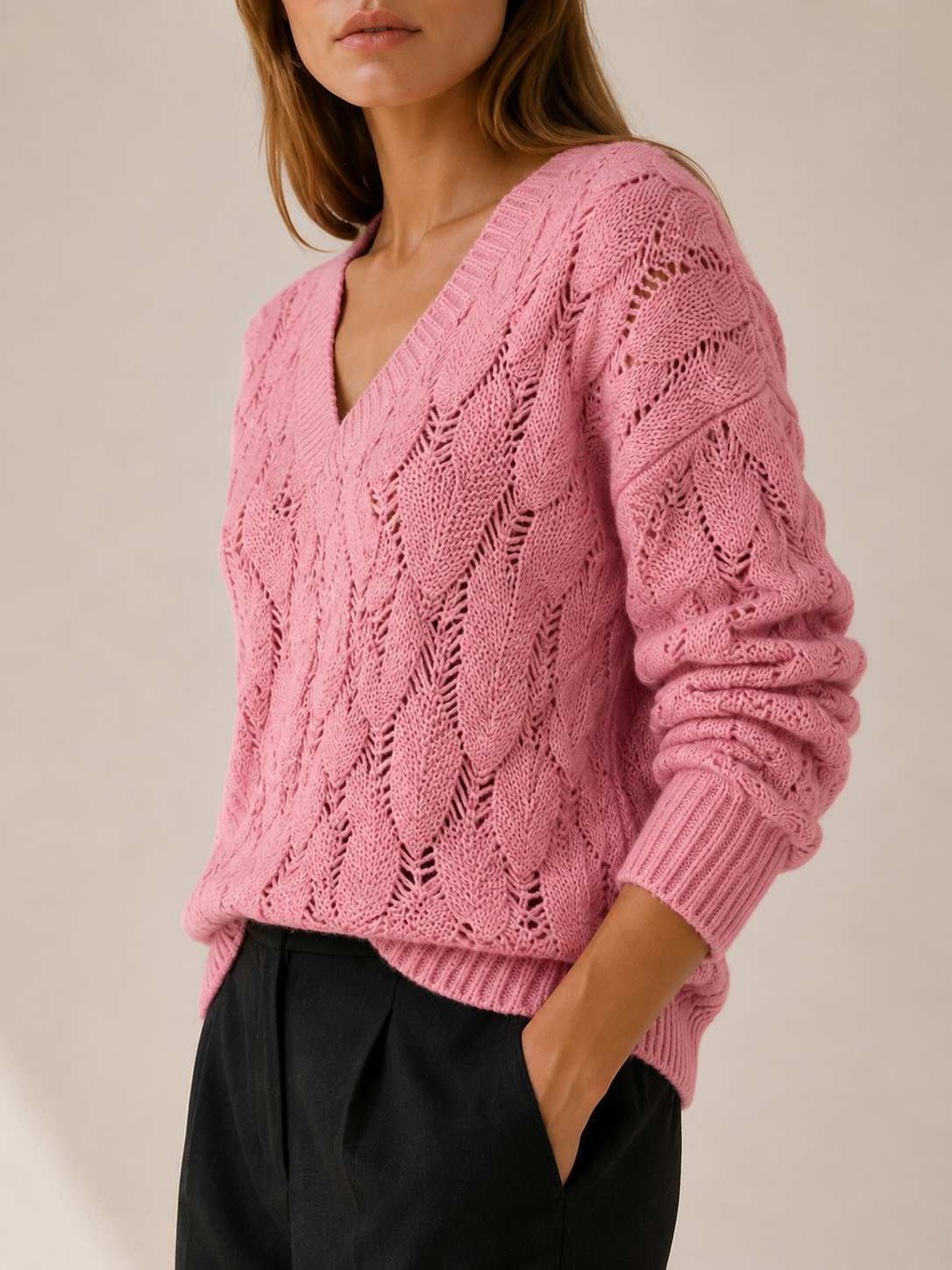 Catriona | V-Neck Sweater with Openwork Detail