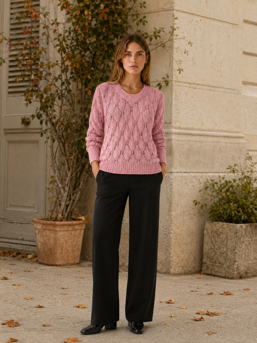 Catriona | V-Neck Sweater with Openwork Detail