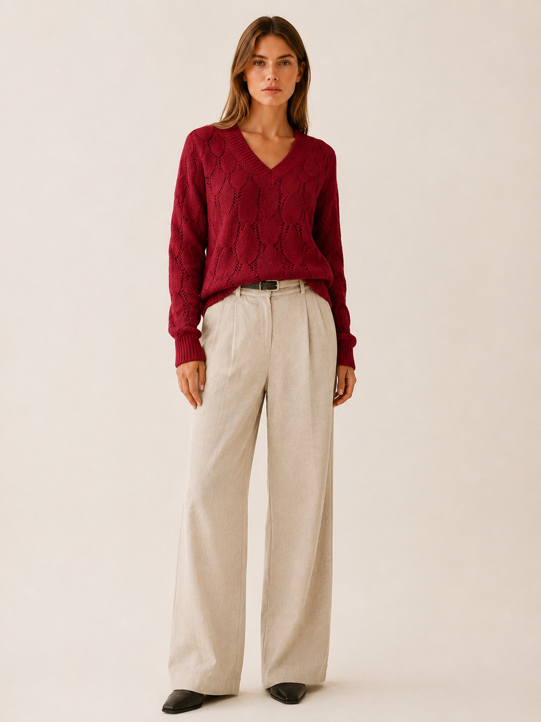 Catriona | V-Neck Sweater with Openwork Detail
