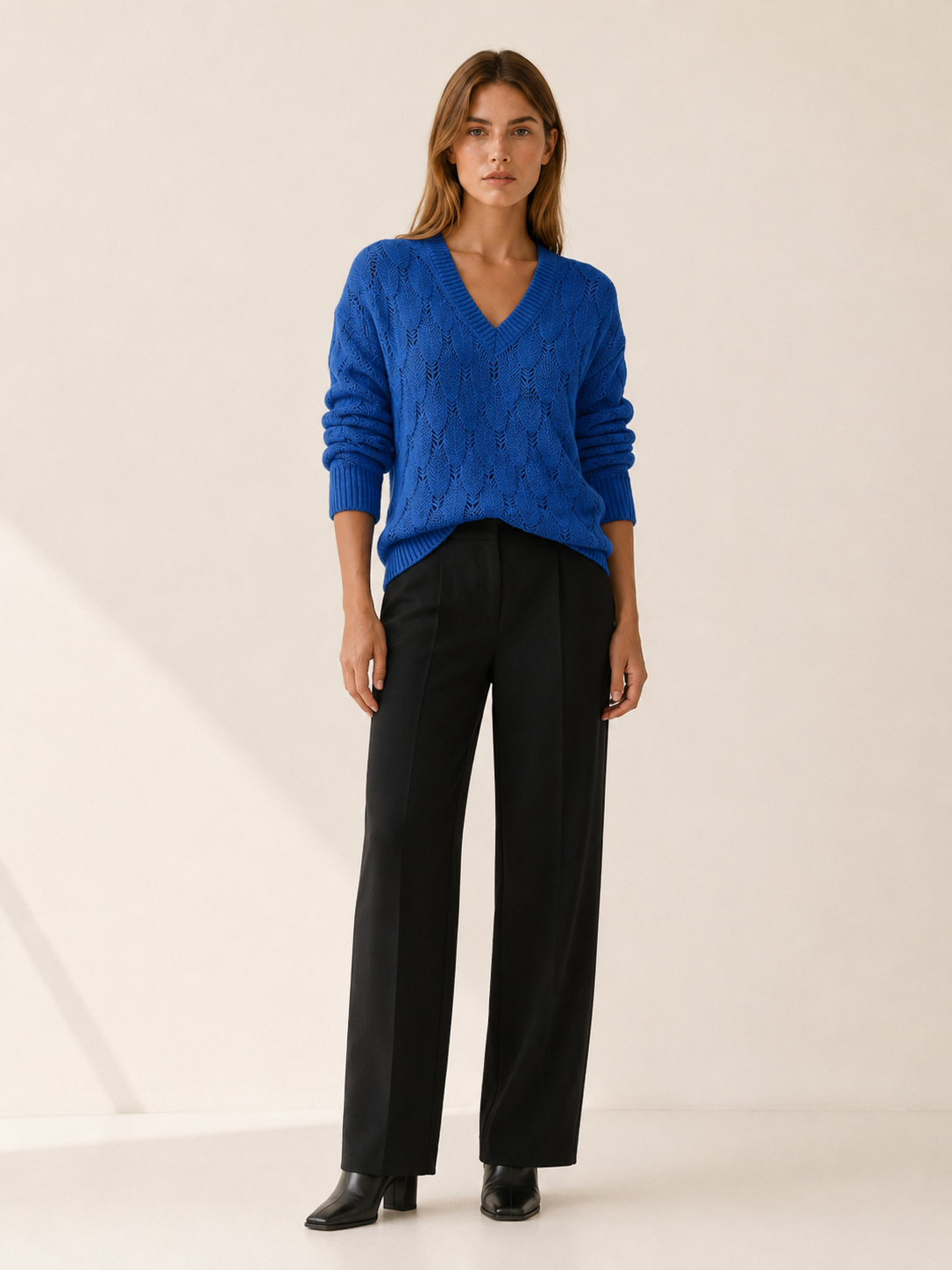 Catriona | V-Neck Sweater with Openwork Detail