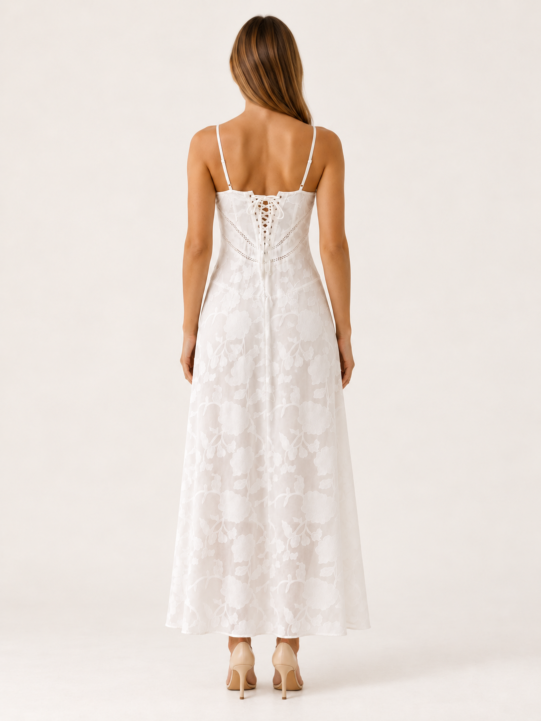 Celeste | Lace Maxi Dress with Strappy Detail