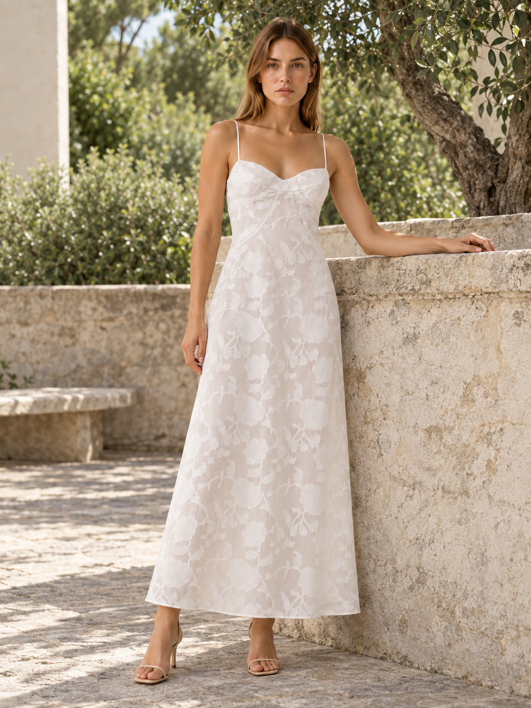 Celeste | Lace Maxi Dress with Strappy Detail