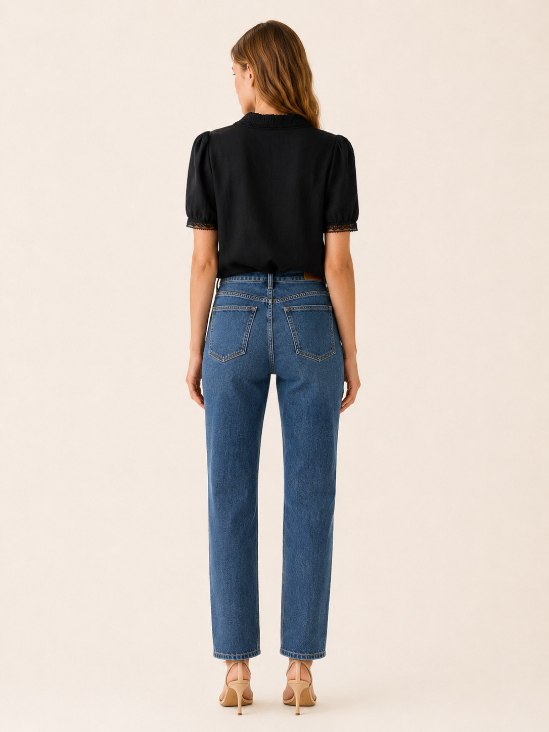 Celine | Lace Blouse with Chelsea Collar and Pleated Front