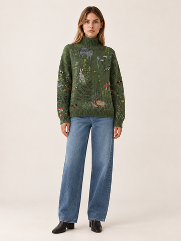 Centenia | Women's Embroidered Knit Turtleneck Sweater Winter